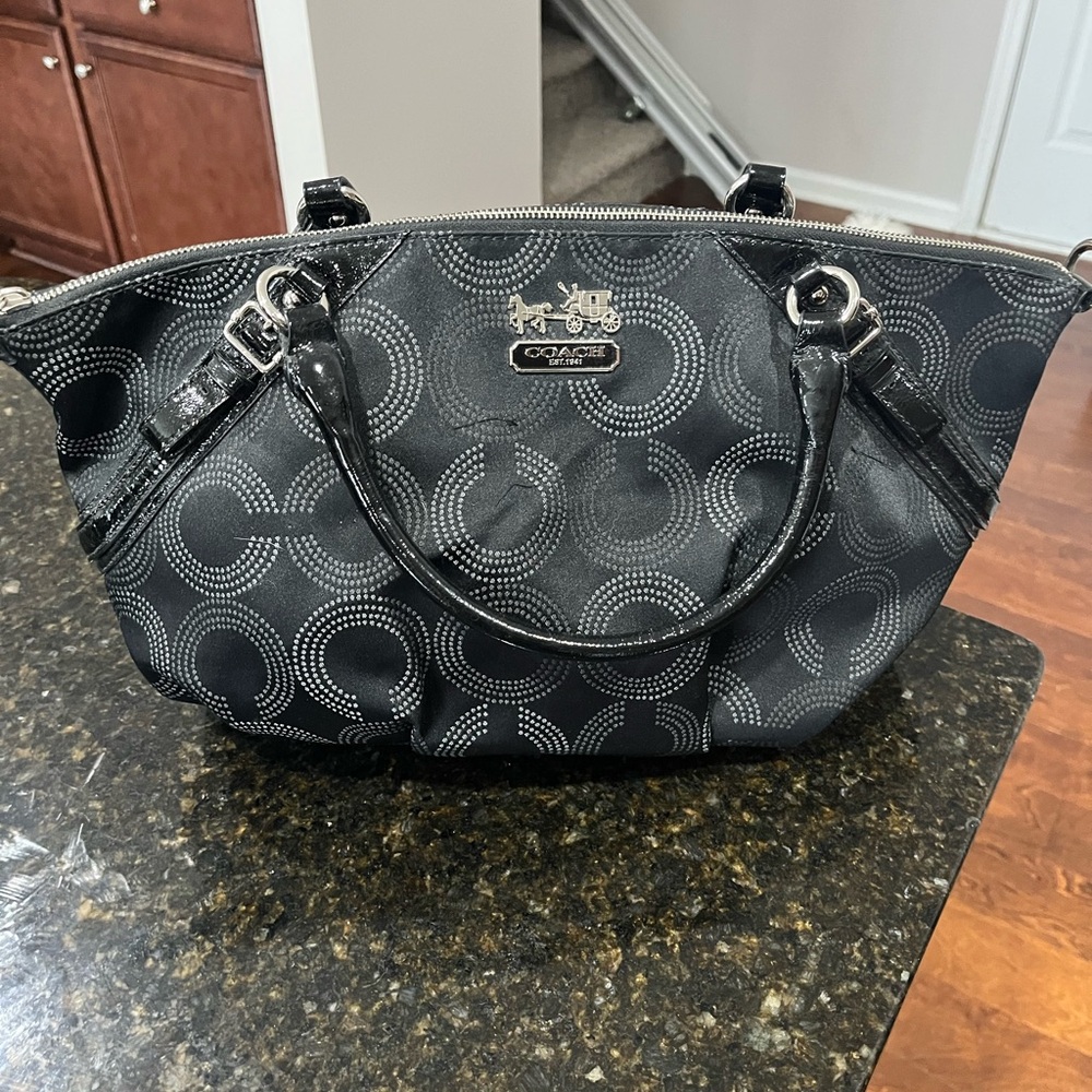 Coach Black and Silver Shoulder Bag
